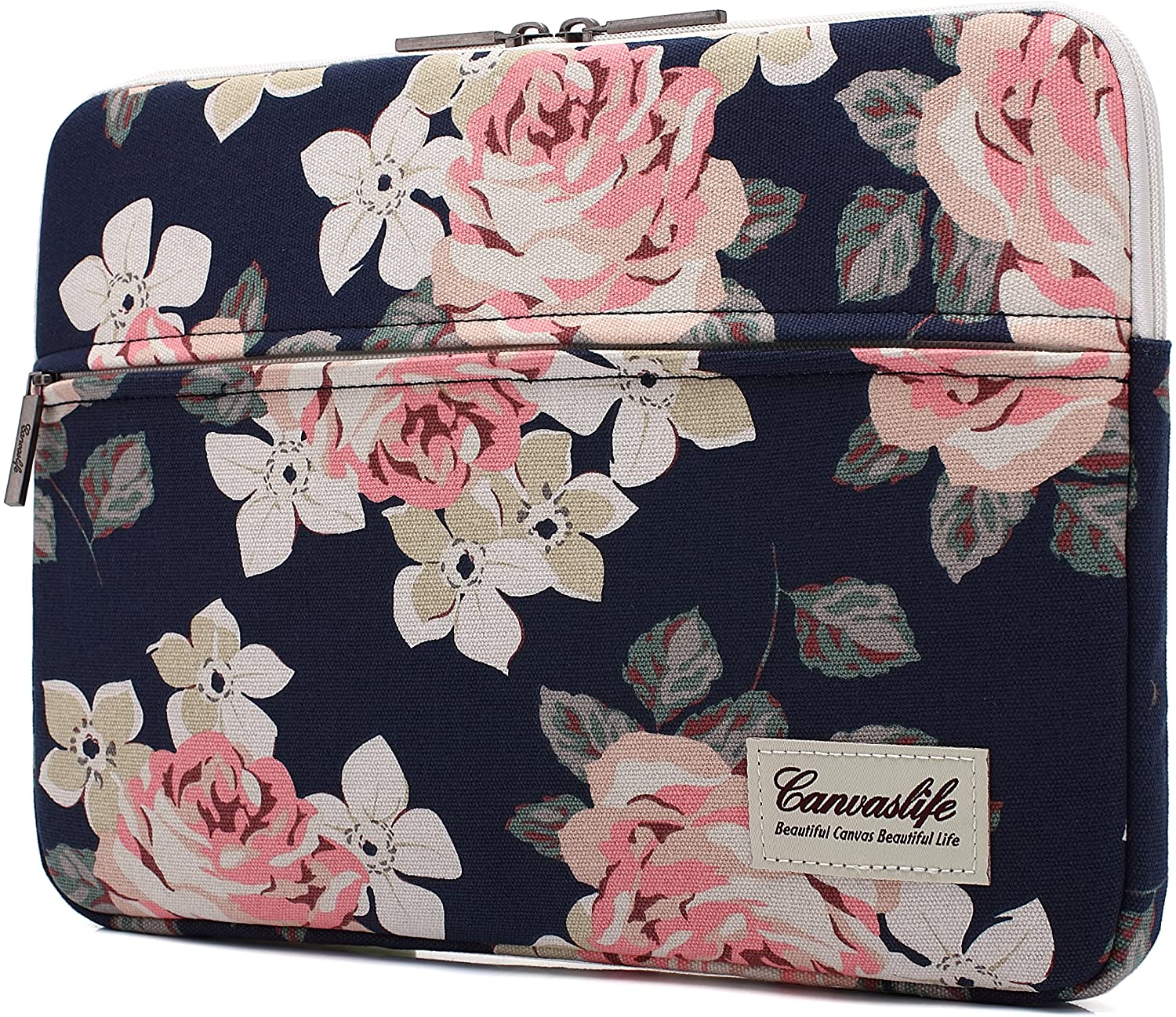 White Rose Patten Laptop Sleeve by Canvaslife
