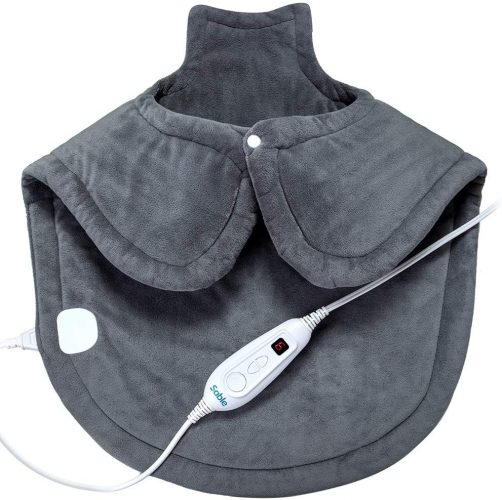 Large Heating Pad for Neck and Shoulders Pain Relief, Sable Heating Wrap for Neck with Auto Shut Off - 6 Temperature Settings