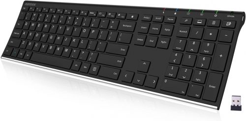 Arteck 2.4G Wireless Keyboard Stainless Steel